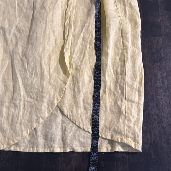 Magaschoni Lemon Yellow Linen Collared Midi Wrap Dress Size 6 NWT - Picture 7 of 7